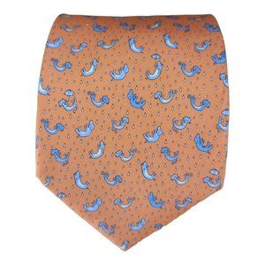 LEE ALLISON Salmon Cat Dog Silk Tie 58"/ 3.8" EC